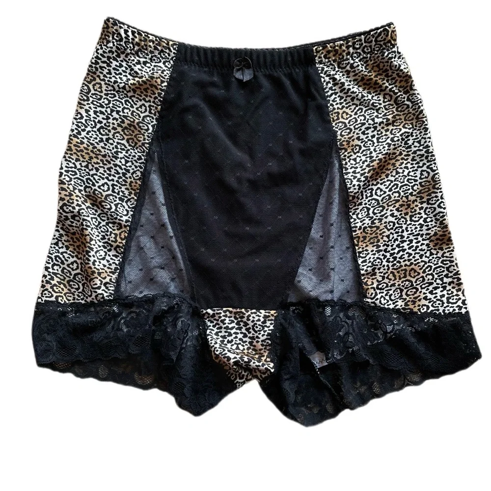 Rhonda Shear Pin-Up Panty Lace Animal Print Mesh - L - Picture 2 of 7